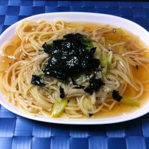 残り物で！簡単！ネギとエノキの和風パスタ